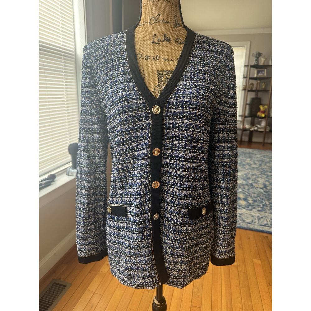 ST JOHN COLLECTION Women Red Tweed Blazer Jacket Button Size 6 USA (johnthrifty